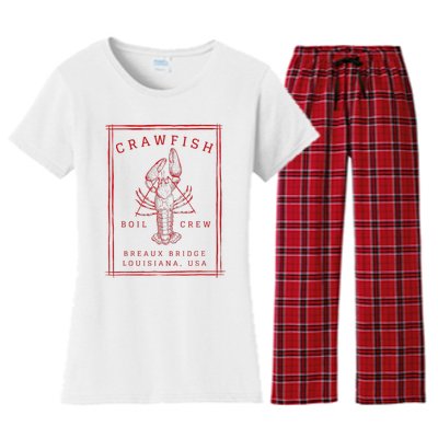 Crawfish Crew Breaux Bridge Retro Cajun Seafood Women's Flannel Pajama Set