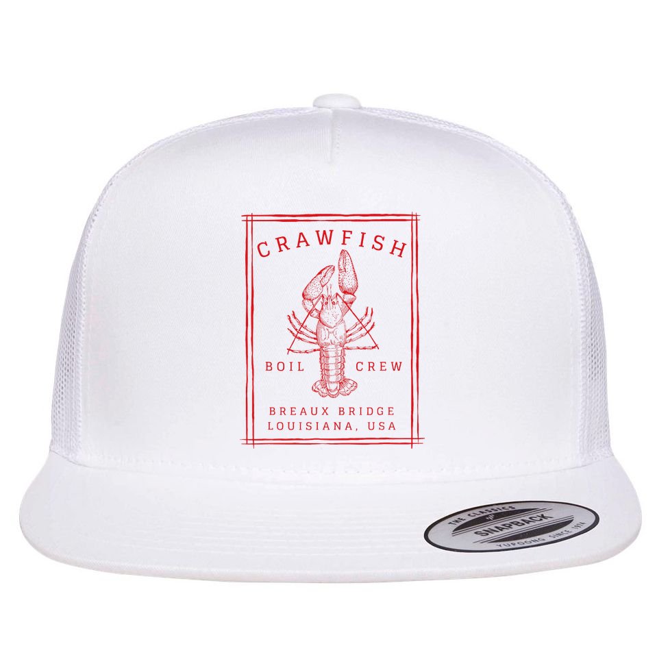 Crawfish Crew Breaux Bridge Retro Cajun Seafood Flat Bill Trucker Hat
