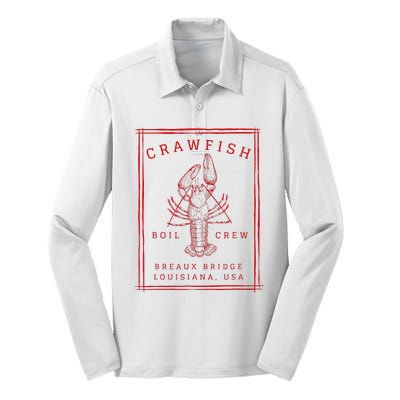 Crawfish Crew Breaux Bridge Retro Cajun Seafood Silk Touch Performance Long Sleeve Polo