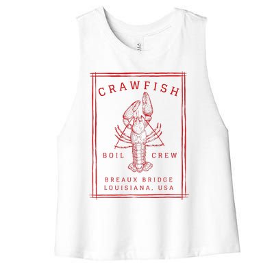 Crawfish Crew Breaux Bridge Retro Cajun Seafood Women's Racerback Cropped Tank