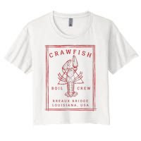 Crawfish Crew Breaux Bridge Retro Cajun Seafood Women's Crop Top Tee