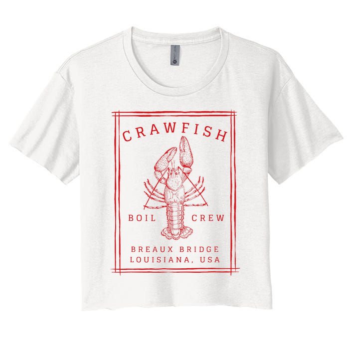 Crawfish Crew Breaux Bridge Retro Cajun Seafood Women's Crop Top Tee