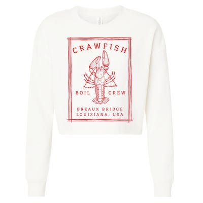 Crawfish Crew Breaux Bridge Retro Cajun Seafood Cropped Pullover Crew