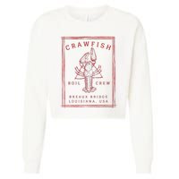 Crawfish Crew Breaux Bridge Retro Cajun Seafood Cropped Pullover Crew