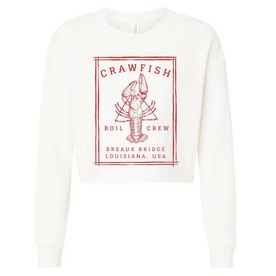 Crawfish Crew Breaux Bridge Retro Cajun Seafood Cropped Pullover Crew