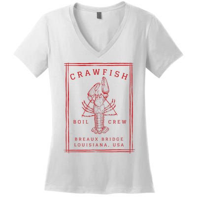 Crawfish Crew Breaux Bridge Retro Cajun Seafood Women's V-Neck T-Shirt