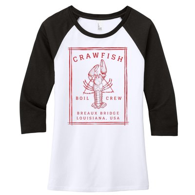 Crawfish Crew Breaux Bridge Retro Cajun Seafood Women's Tri-Blend 3/4-Sleeve Raglan Shirt