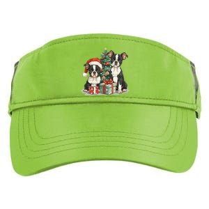 Cute Christmas Boston Terrier Dogs Santa Hat Christmas Tree Adult Drive Performance Visor