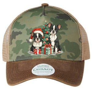 Cute Christmas Boston Terrier Dogs Santa Hat Christmas Tree Legacy Tie Dye Trucker Hat