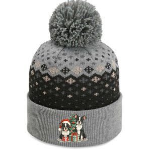 Cute Christmas Boston Terrier Dogs Santa Hat Christmas Tree The Baniff Cuffed Pom Beanie