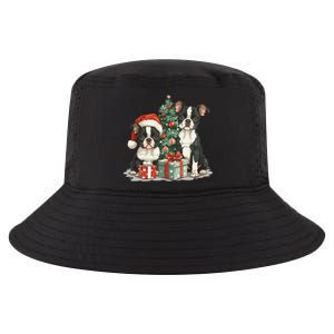 Cute Christmas Boston Terrier Dogs Santa Hat Christmas Tree Cool Comfort Performance Bucket Hat