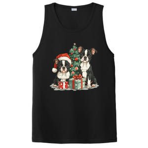 Cute Christmas Boston Terrier Dogs Santa Hat Christmas Tree PosiCharge Competitor Tank