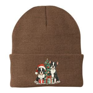 Cute Christmas Boston Terrier Dogs Santa Hat Christmas Tree Knit Cap Winter Beanie