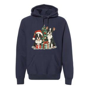 Cute Christmas Boston Terrier Dogs Santa Hat Christmas Tree Premium Hoodie