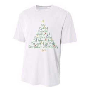 Christian Christmas Bible Names Of Jesus Tree Shaped Performance Sprint T-Shirt