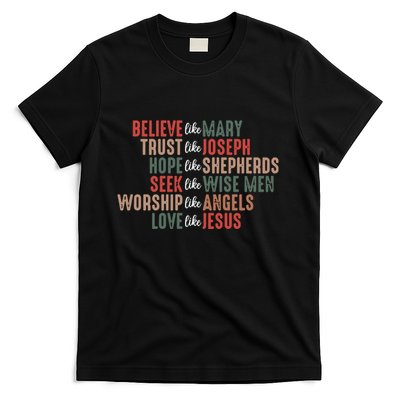 Christian Christmas Believe Like Mary T-Shirt