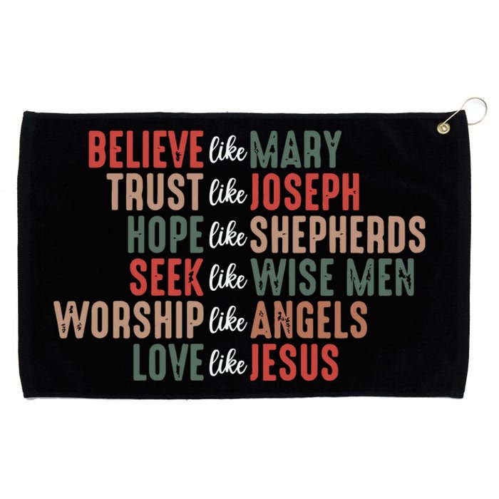 Christian Christmas Believe Like Mary Grommeted Golf Towel