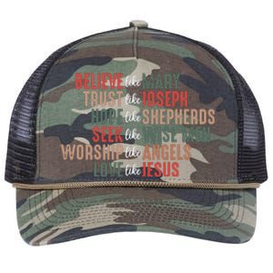 Christian Christmas Believe Like Mary Retro Rope Trucker Hat Cap