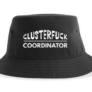 Clusterfuck Coordinator Boss Manager Dads Moms Funny Chaos Sustainable Bucket Hat