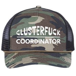 Clusterfuck Coordinator Boss Manager Dads Moms Funny Chaos Retro Rope Trucker Hat Cap