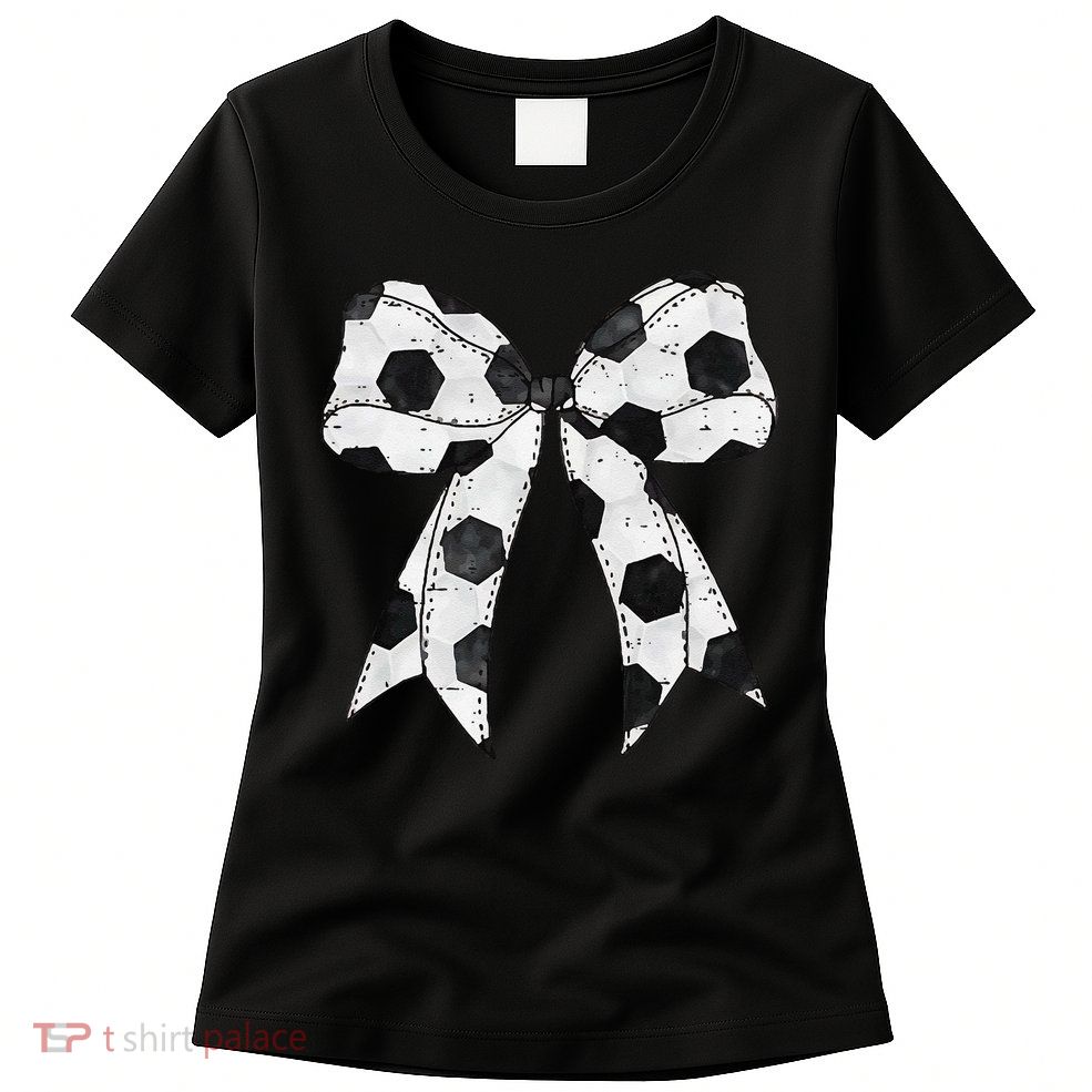 Cute Coquette Bow Funny Game Day Soccer Mom Life Team Sports Gift Womens T-Shirt