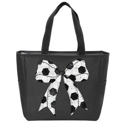 Cute Coquette Bow Funny Game Day Soccer Mom Life Team Sports Gift Zip Tote Bag