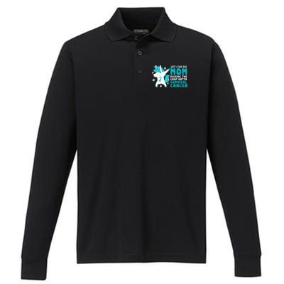 Cervical Cancer Bad Ass Mom Quote Dabbing Unicorn Funny Performance Long Sleeve Polo