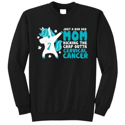 Cervical Cancer Bad Ass Mom Quote Dabbing Unicorn Funny Sweatshirt