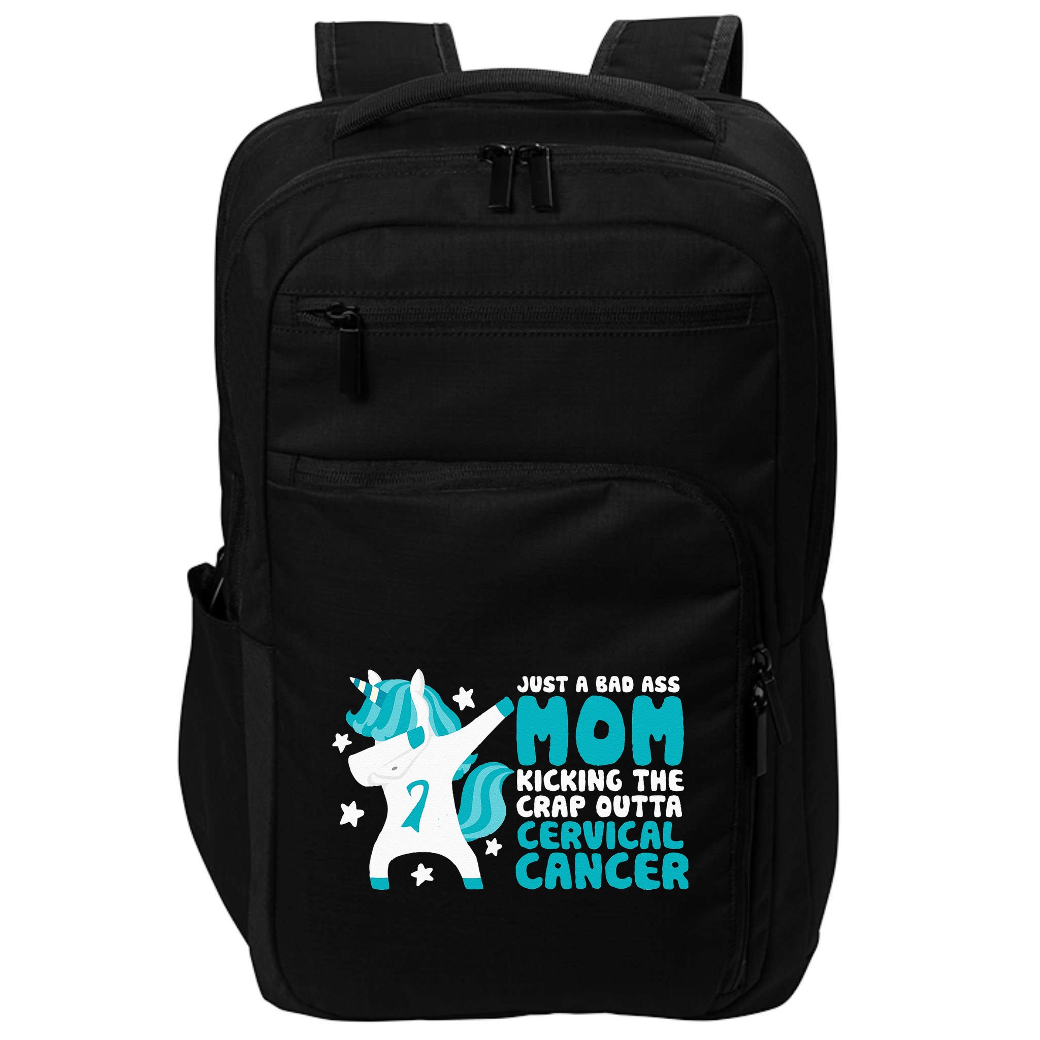 Cervical Cancer Bad Ass Mom Quote Dabbing Unicorn Funny Impact Tech Backpack