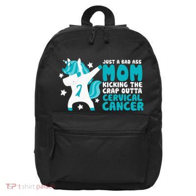 Cervical Cancer Bad Ass Mom Quote Dabbing Unicorn Funny 16 in Basic Backpack