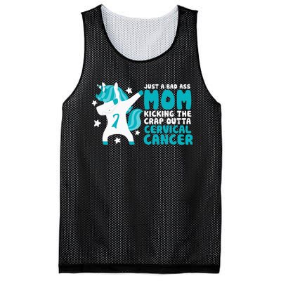 Cervical Cancer Bad Ass Mom Quote Dabbing Unicorn Funny Mesh Reversible Basketball Jersey Tank