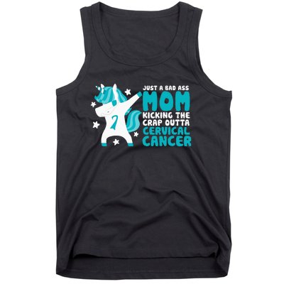 Cervical Cancer Bad Ass Mom Quote Dabbing Unicorn Funny Tank Top