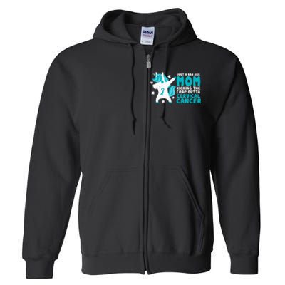 Cervical Cancer Bad Ass Mom Quote Dabbing Unicorn Funny Full Zip Hoodie