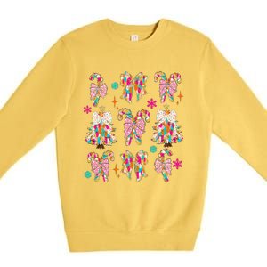 Christmas Coquette Bow Candy Santa Gingerbread Xmas Trees Premium Crewneck Sweatshirt