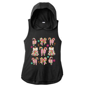 Christmas Coquette Bow Candy Santa Gingerbread Xmas Trees Ladies PosiCharge Tri-Blend Wicking Draft Hoodie Tank