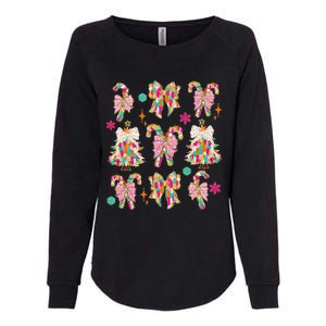 Christmas Coquette Bow Candy Santa Gingerbread Xmas Trees Womens California Wash Sweatshirt