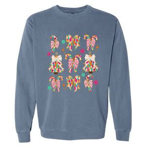 Christmas Coquette Bow Candy Santa Gingerbread Xmas Trees Garment-Dyed Sweatshirt