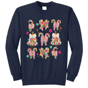 Christmas Coquette Bow Candy Santa Gingerbread Xmas Trees Tall Sweatshirt