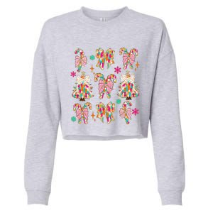 Christmas Coquette Bow Candy Santa Gingerbread Xmas Trees Cropped Pullover Crew