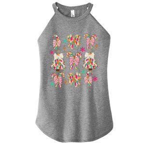 Christmas Coquette Bow Candy Santa Gingerbread Xmas Trees Women's Perfect Tri Rocker Tank