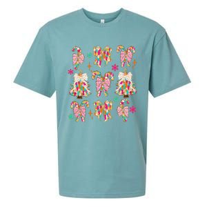 Christmas Coquette Bow Candy Santa Gingerbread Xmas Trees Sueded Cloud Jersey T-Shirt