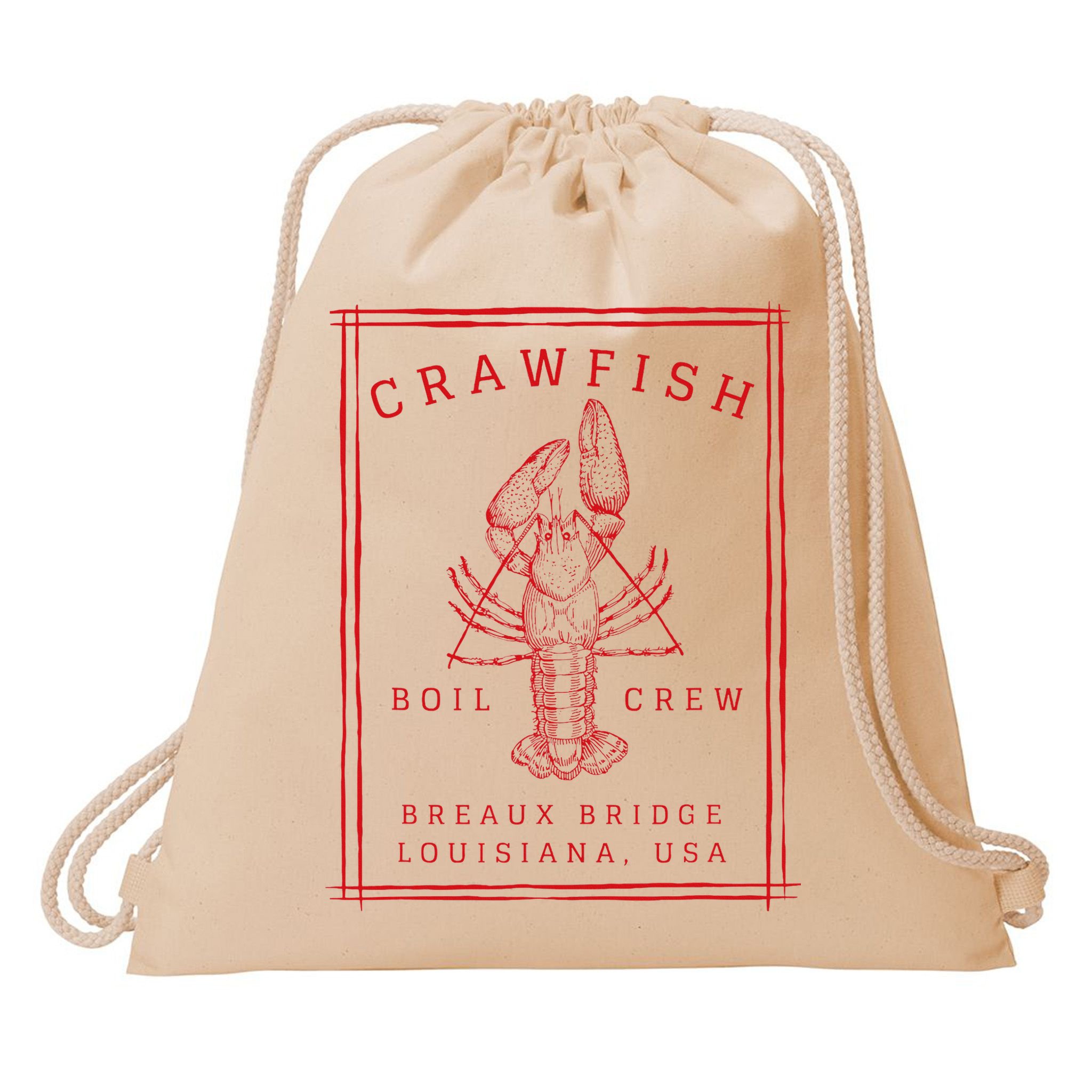 Crawfish Crew Breaux Bridge Retro Cajun Seafood Drawstring Bag