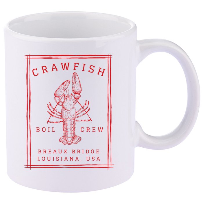 Crawfish Crew Breaux Bridge Retro Cajun Seafood 11oz C Handle Ceramic Mug