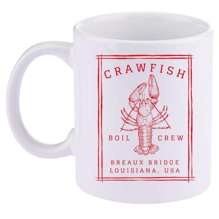 Crawfish Crew Breaux Bridge Retro Cajun Seafood 11oz C Handle Ceramic Mug