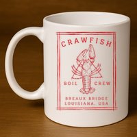 Crawfish Crew Breaux Bridge Retro Cajun Seafood 11oz C Handle Ceramic Mug