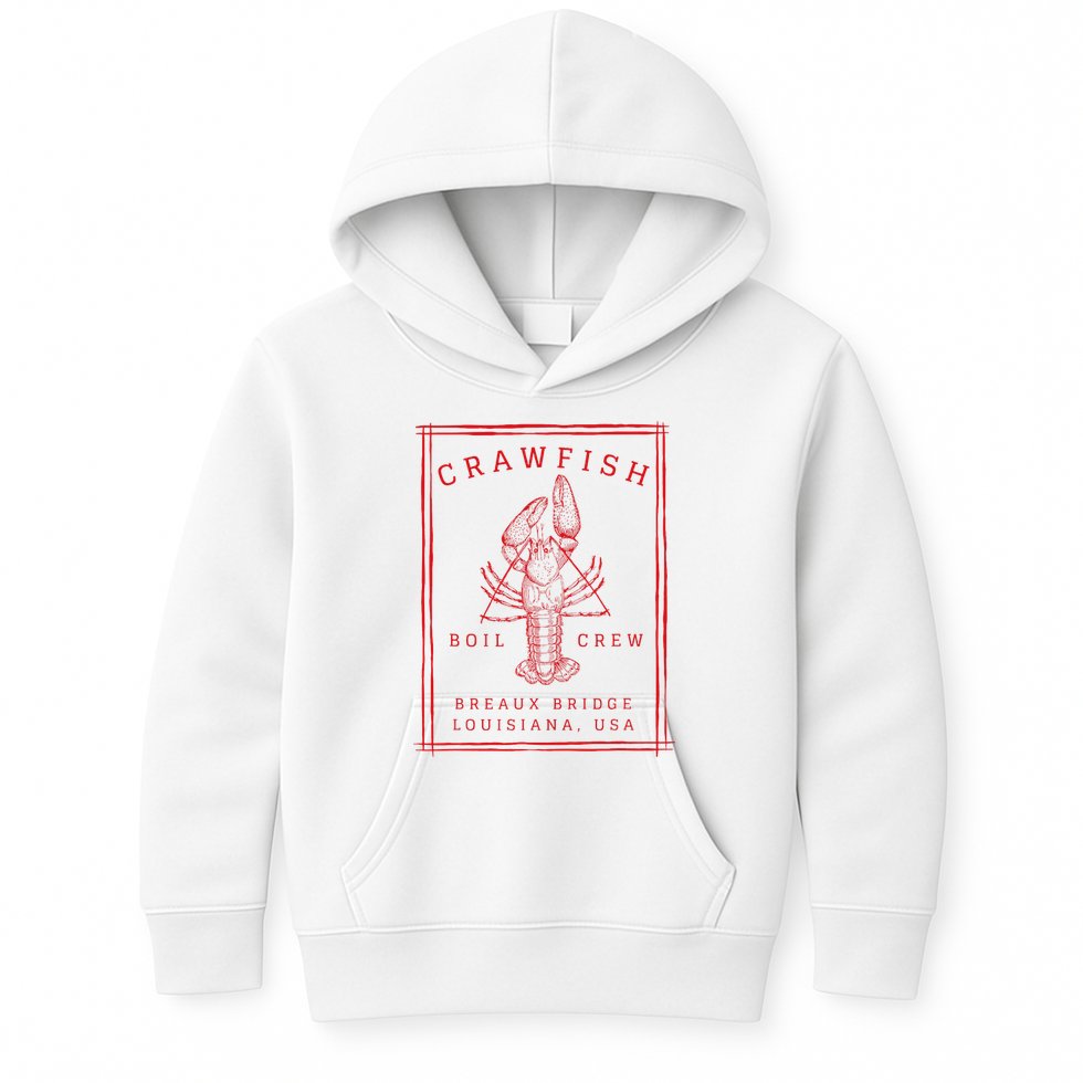 Crawfish Crew Breaux Bridge Retro Cajun Seafood Kids Hoodie