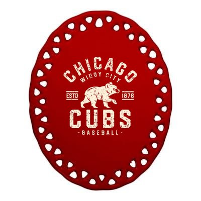 Cubs Chicago Baseball Lover Ceramic Oval Ornament