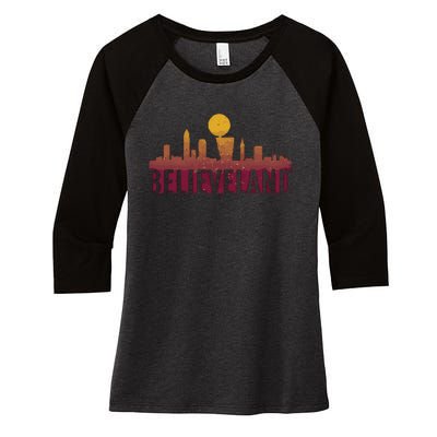 Cleveland Cavaliers Believeland Championship Women's Tri-Blend 3/4-Sleeve Raglan Shirt