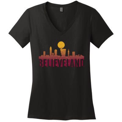 Cleveland Cavaliers Believeland Championship Women's V-Neck T-Shirt