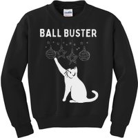 Christmas Cat Ball Buster Xmas Ornaments Funny Holiday Kids Sweatshirt